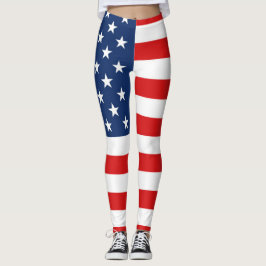 Amerikanska flaggan 4th av Juli damasker Leggings