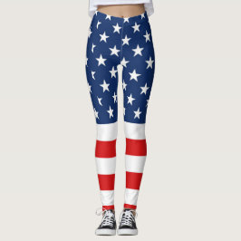 Amerikanska flaggan 4th av Juli damasker Leggings