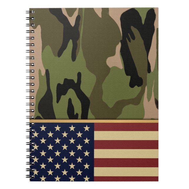 Amerikanska flaggan Camo Anteckningsbok Med Spiral (Framsidan)