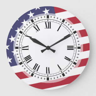 Amerikanska flaggan - fira USA - den Juli 4 Stor Klocka