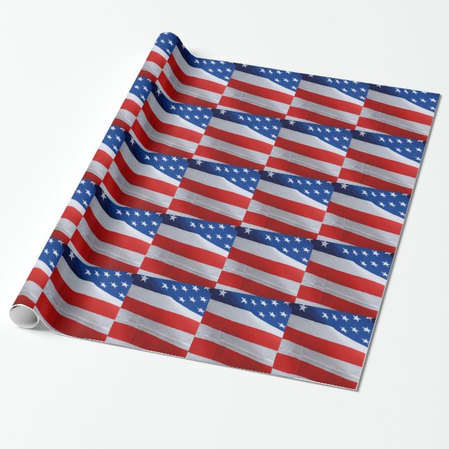 Amerikanska flaggan gåvaomslag presentpapper (Utrullad)