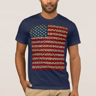 Amerikanska flaggan i design för Leopardfläcktry Tee