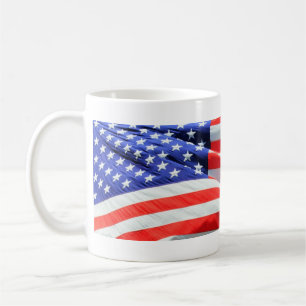 Amerikanska flaggan kan du tillfoga text- och kaffemugg