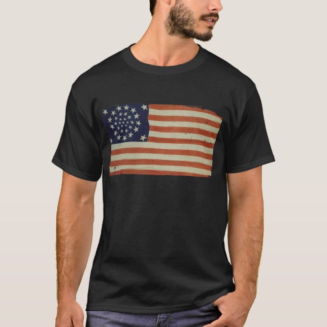 Amerikanska flaggan med 34 stjärnor t shirt (Framsida)