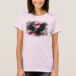 Amerikanska flaggan med amerikanörn- & damfrihet tee shirt