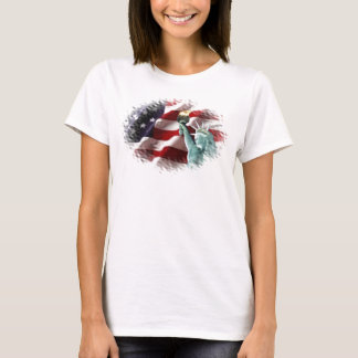 Amerikanska flaggan med amerikanörn- & damfrihet tee shirt