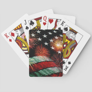 Amerikanska flaggan med fyrverkerier casinokort