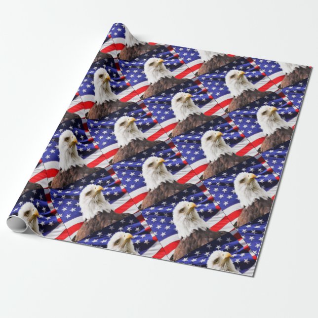 Amerikanska flaggan med örnen presentpapper (Utrullad)