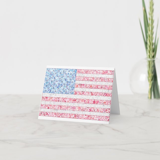 Amerikanska flaggan Notecards Kort (Framsida)