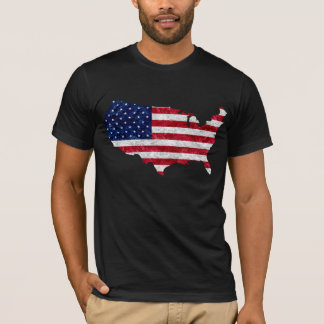 Amerikanska flaggan och karta t shirt
