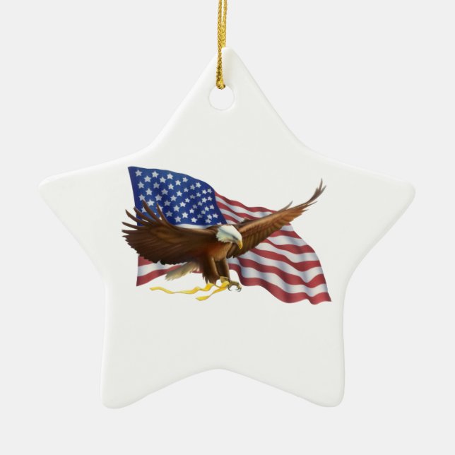 Amerikanska flaggan och örn julgransprydnad keramik (Framsidan)