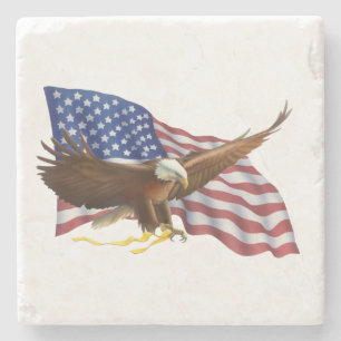 Amerikanska flaggan och örn stenunderlägg