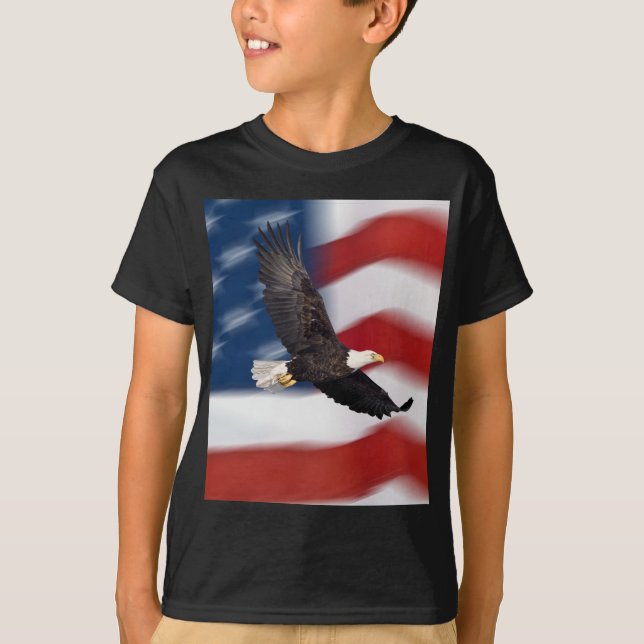 Amerikanska flaggan och örn tee shirt (Framsida)