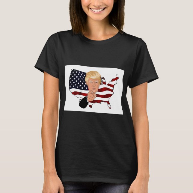 Amerikanska flaggan- och presidenttrumf t shirt (Framsida)