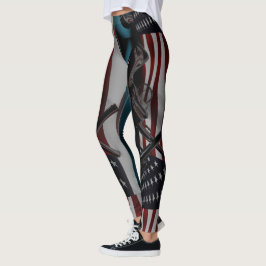 Amerikanska flaggan och två korsade Revolvers Leggings