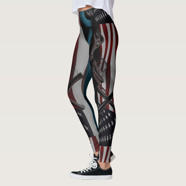 Amerikanska flaggan och två korsade Revolvers Leggings (Vänster)