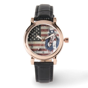 Amerikanska flaggan och Uncle Sam Armbandsur