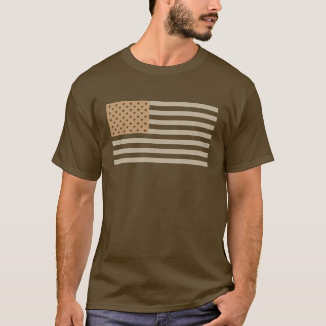 Amerikanska flaggan - ökenbruntet tonar tee (Framsida)