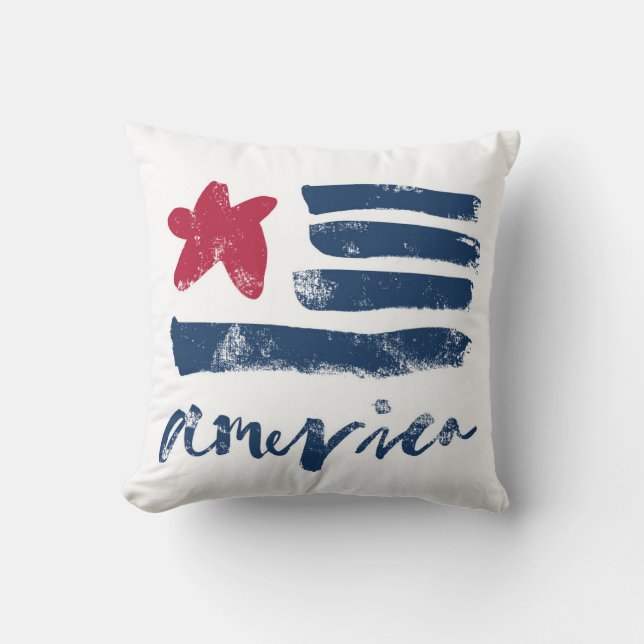 Amerikanska flaggan Paintstrokes Kudde (Framsida)