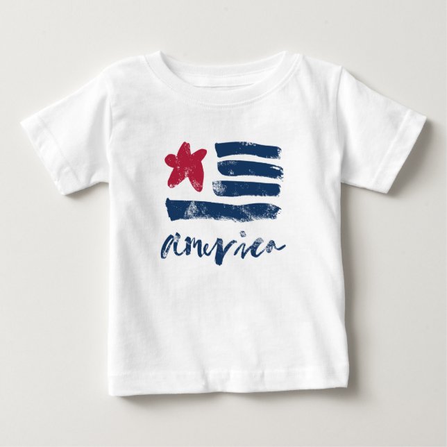 Amerikanska flaggan Paintstrokes Tee Shirt (Framsida)