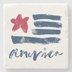 Amerikanska flaggan Paintstrokes Underlägg Sten