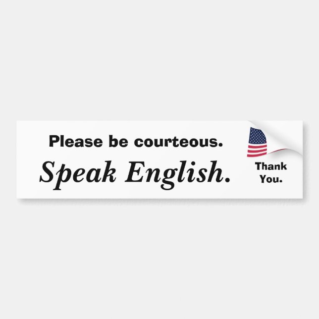 amerikanska flaggan Please är artig., talar Engl… Bildekal (Framsidan)