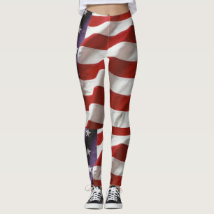 Amerikanska flaggan - röd vit och blått leggings