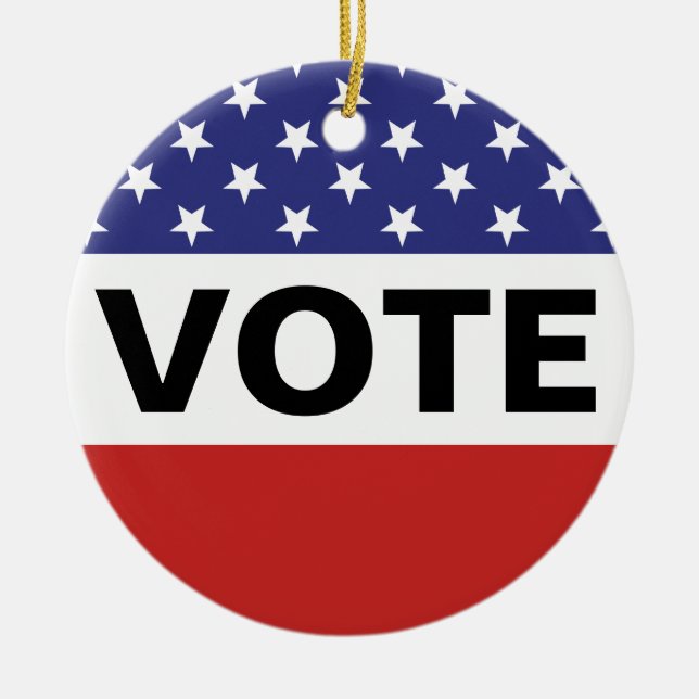 Amerikanska flaggan röstar julgransprydnad keramik (Framsidan)