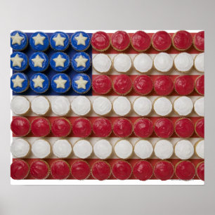 Amerikanska flaggan som göras av muffins poster