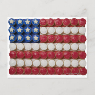 Amerikanska flaggan som göras av muffins vykort