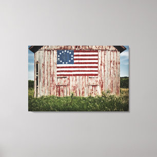 Amerikanska flaggan som målas på ladugård canvastryck