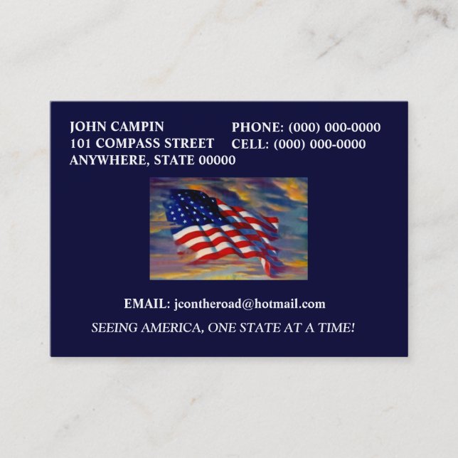 AMERIKANSKA FLAGGAN SOM VINKAR I MOLNVISITKORTARNA VISITKORT (Framsida)