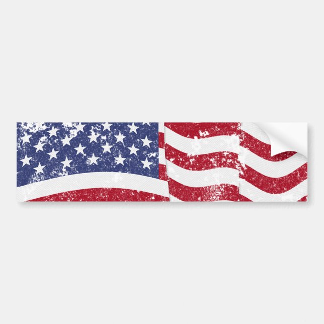 Amerikanska flaggan som vinkar - som är bekymrad bildekal (Framsidan)