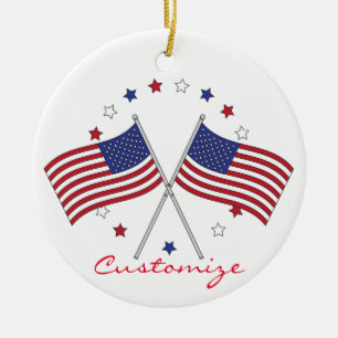 Amerikanska flaggan Thunder_Cove som är patriotis Julgransprydnad Keramik