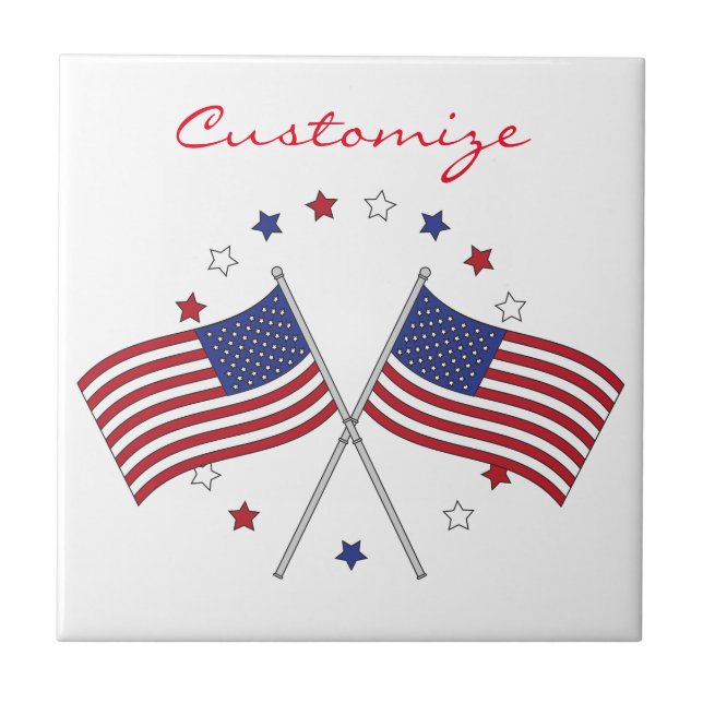 Amerikanska flaggan Thunder_Cove som är patriotisk Kakelplatta (Framsidan)
