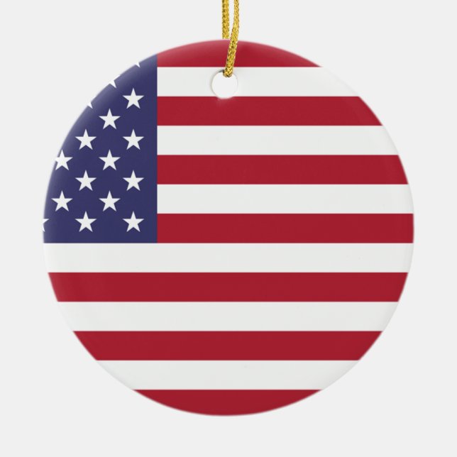 Amerikanska flaggan - USA Julgransprydnad Keramik (Framsidan)