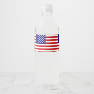 Amerikanska flaggan vattenflaska etikett