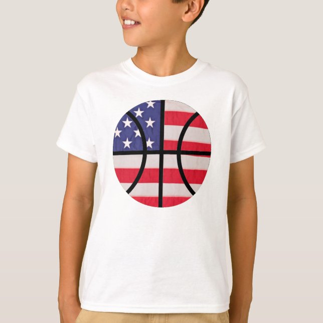Amerikanska flagganbasketskjorta tee shirt (Framsida)