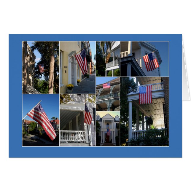Amerikanska flagganCollage Hälsningskort (Framsidan Horizontal)