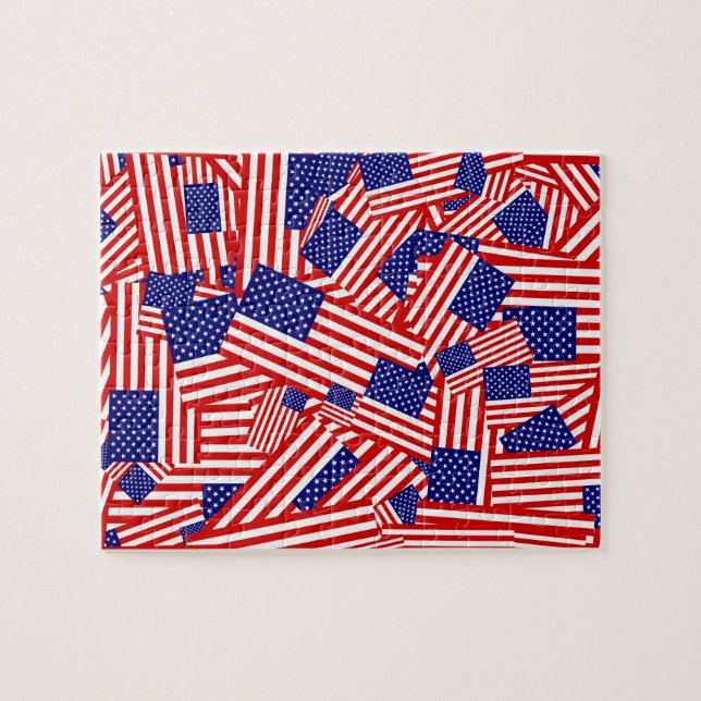 Amerikanska flagganCollage Pussel (Horisontell)