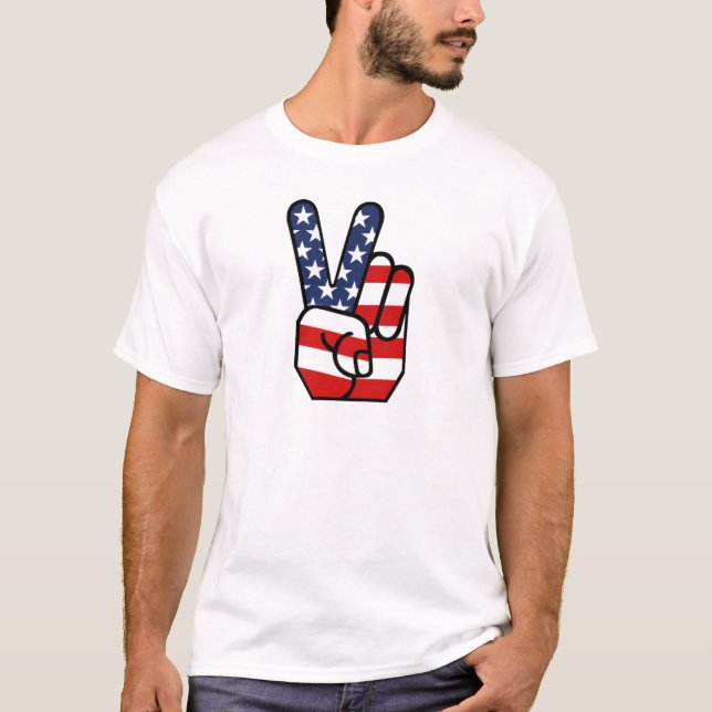 Amerikanska flagganfred räcker t-shirt (Framsida)