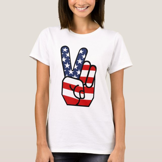 Amerikanska flagganfred räcker tee shirt (Framsida)