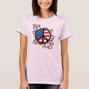 Amerikanska flagganfredstecken tee