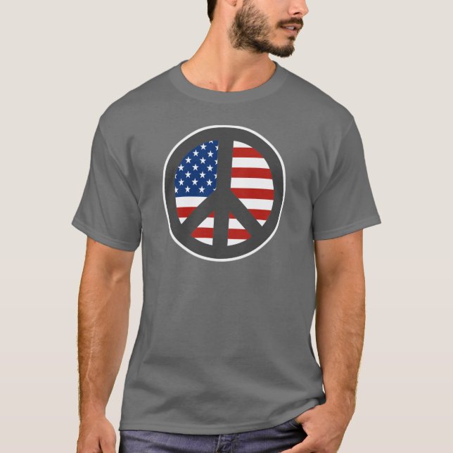 Amerikanska flagganfredsteckenT-tröja T-shirt (Framsida)