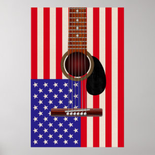 Amerikanska flaggangitarr poster