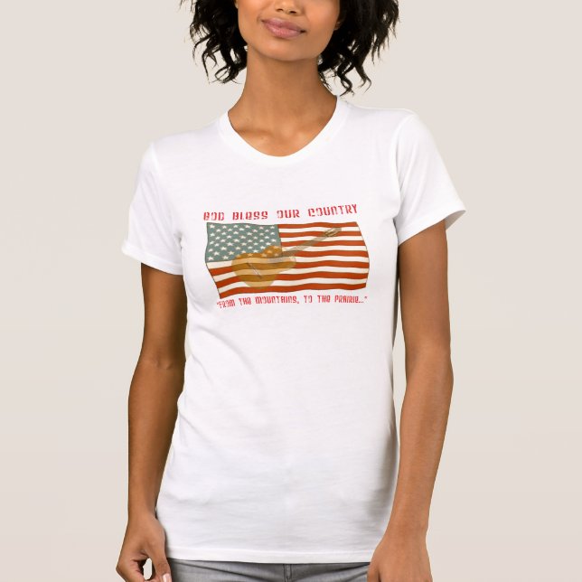 Amerikanska flaggangitarrT-tröja T-shirt (Framsida)