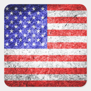 Amerikanska flagganGrunge Fyrkantigt Klistermärke