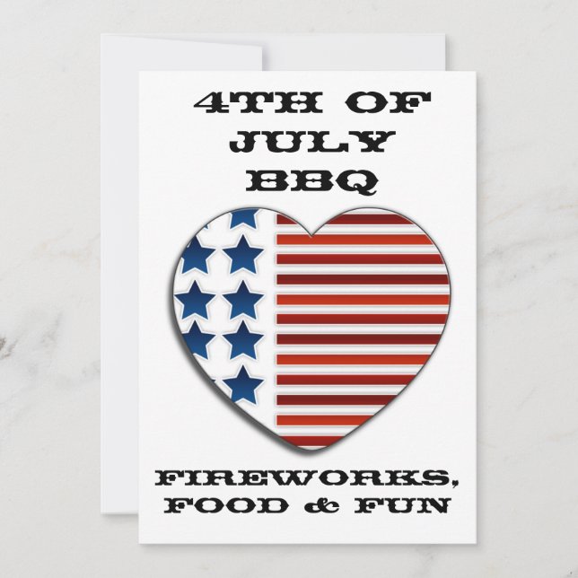 Amerikanska flagganhjärtaJuli 4th inbjudan (Framsida)