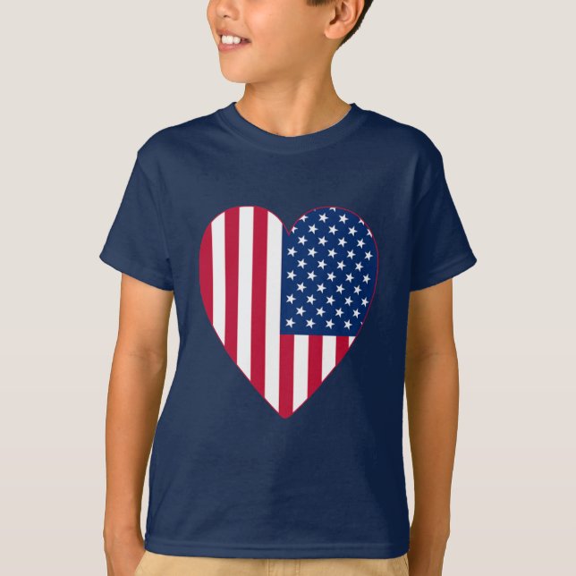 Amerikanska flagganinsida en stor hjärta t shirt (Framsida)