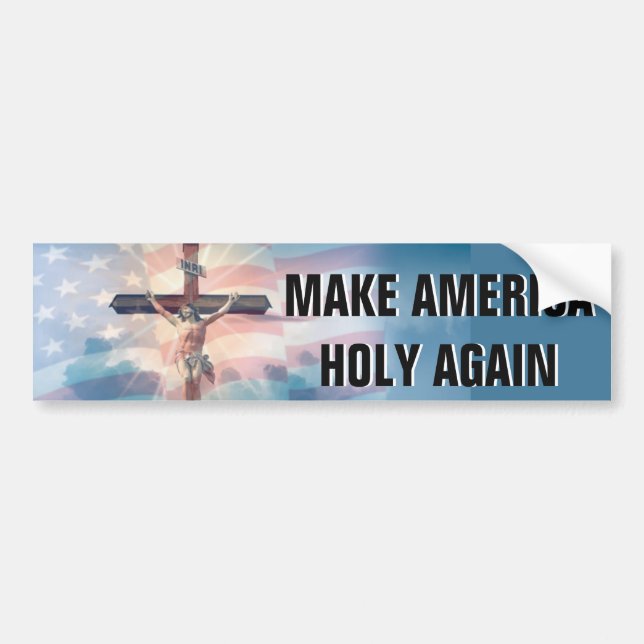Amerikanska flagganJesus crucifix i moln Bildekal (Framsidan)